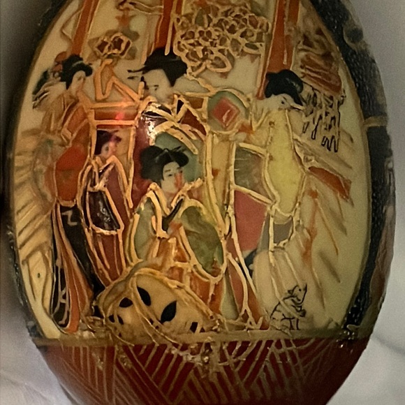 Vintage 4” Gold Gilded & Painted by Hand Porcelain Royal Satsuma Oriental Egg - Picture 13 of 14